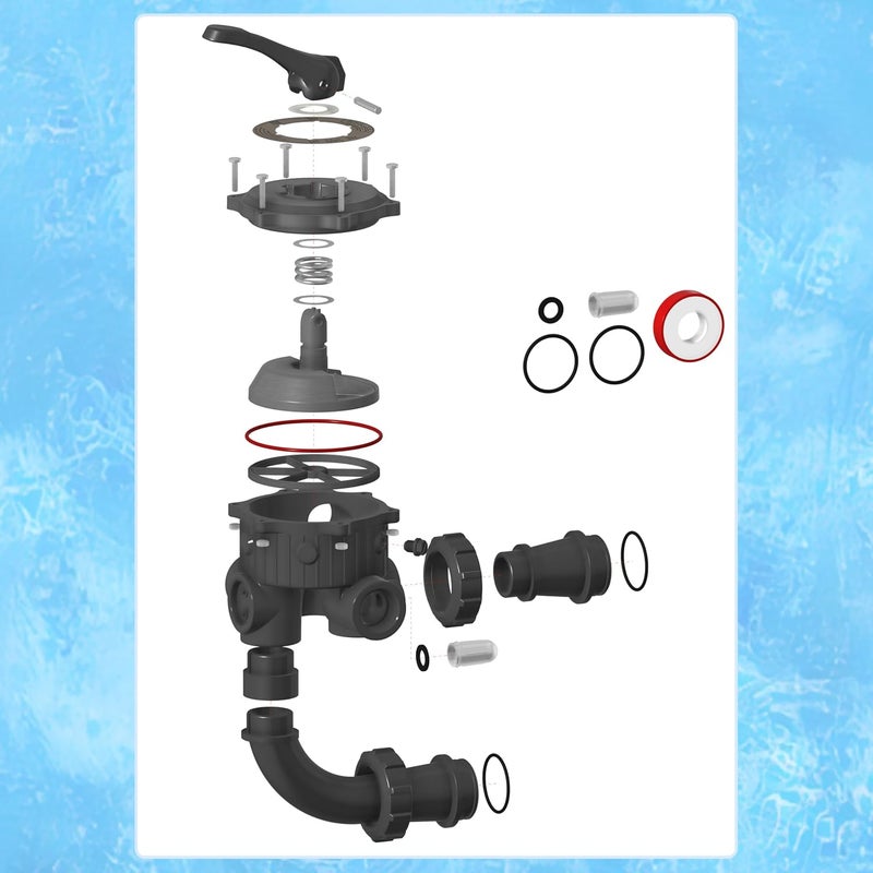 RDIYIN SP0710X62 Multiple Port Valve Compatible with Hayward S210S, S244S, & S310S Series Sand Filters for 1-1/2-Inch Control Valve Assembly，Black - Image 5